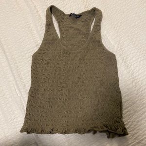 American Eagle Green Crop Top Tank Top Size:S